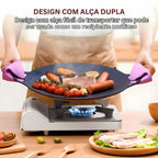 .	Frigideira Grill Antiaderente Redonda – Ideal para Churrasco, Bifes, Peixes e Legumes