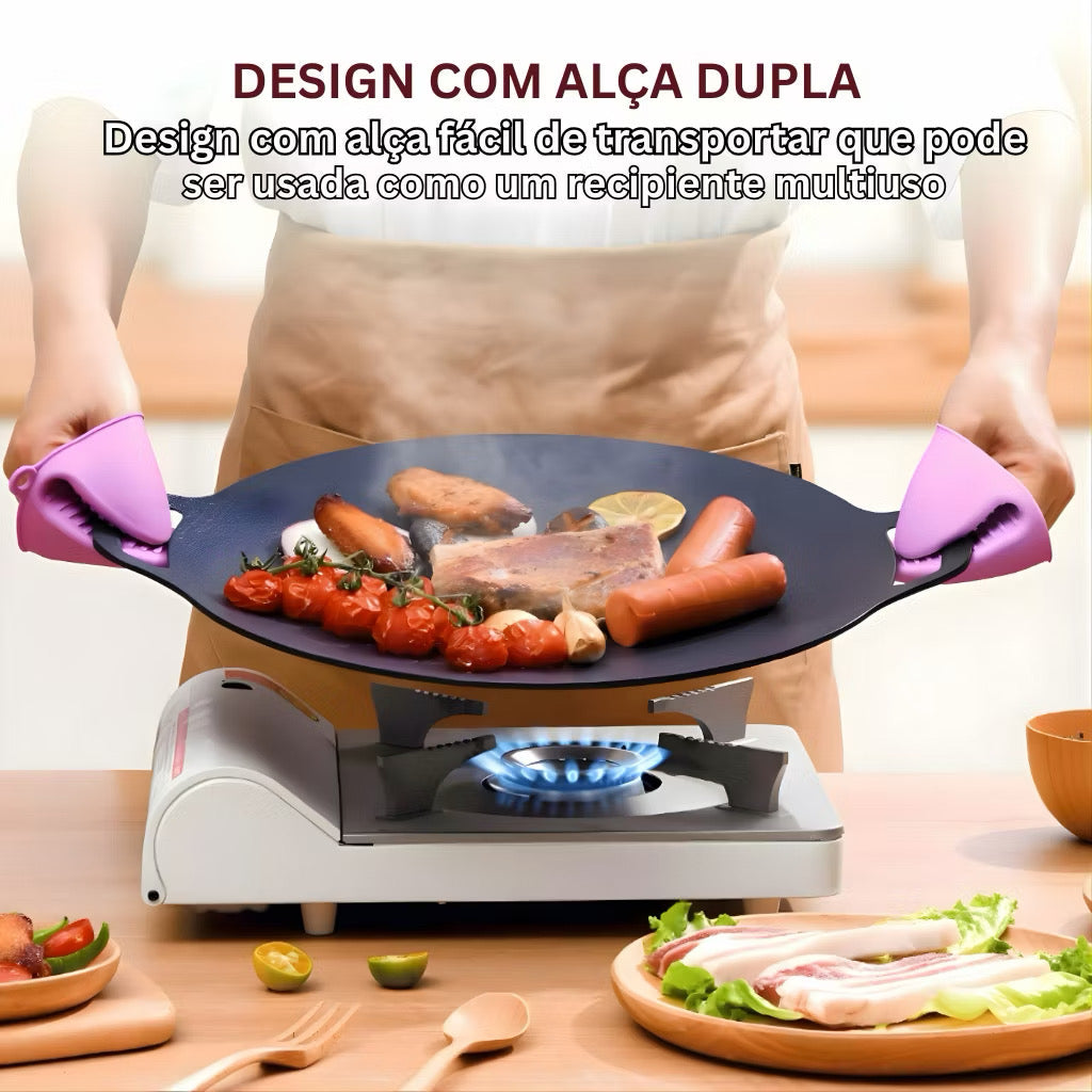 .	Frigideira Grill Antiaderente Redonda – Ideal para Churrasco, Bifes, Peixes e Legumes