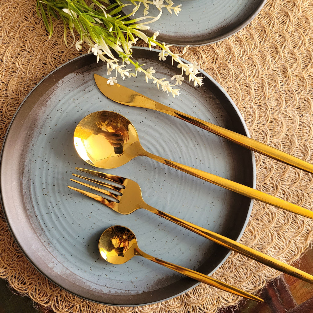 Talheres Dourados Gold Glamour - Pague 12 e Leve 24 Peças