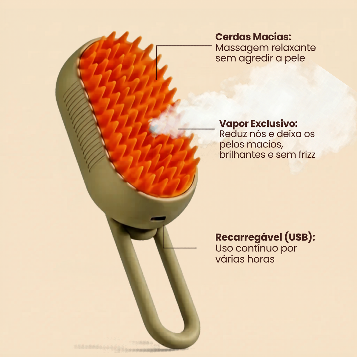 Escova Mágica a Vapor PetCare para Cães e Gatos