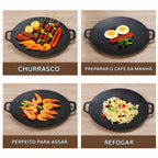 .	Frigideira Grill Antiaderente Redonda – Ideal para Churrasco, Bifes, Peixes e Legumes