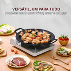 .	Frigideira Grill Antiaderente Redonda – Ideal para Churrasco, Bifes, Peixes e Legumes