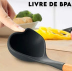 Kit 12 Utensílios de Silicone e Bambu - Não Risca, Não Gruda e Deixa sua Cozinha Linda