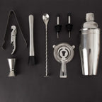 Kit Barman Profissional 10 Peças em Inox com Suporte - Prepare Drinks com Estilo e Precisão