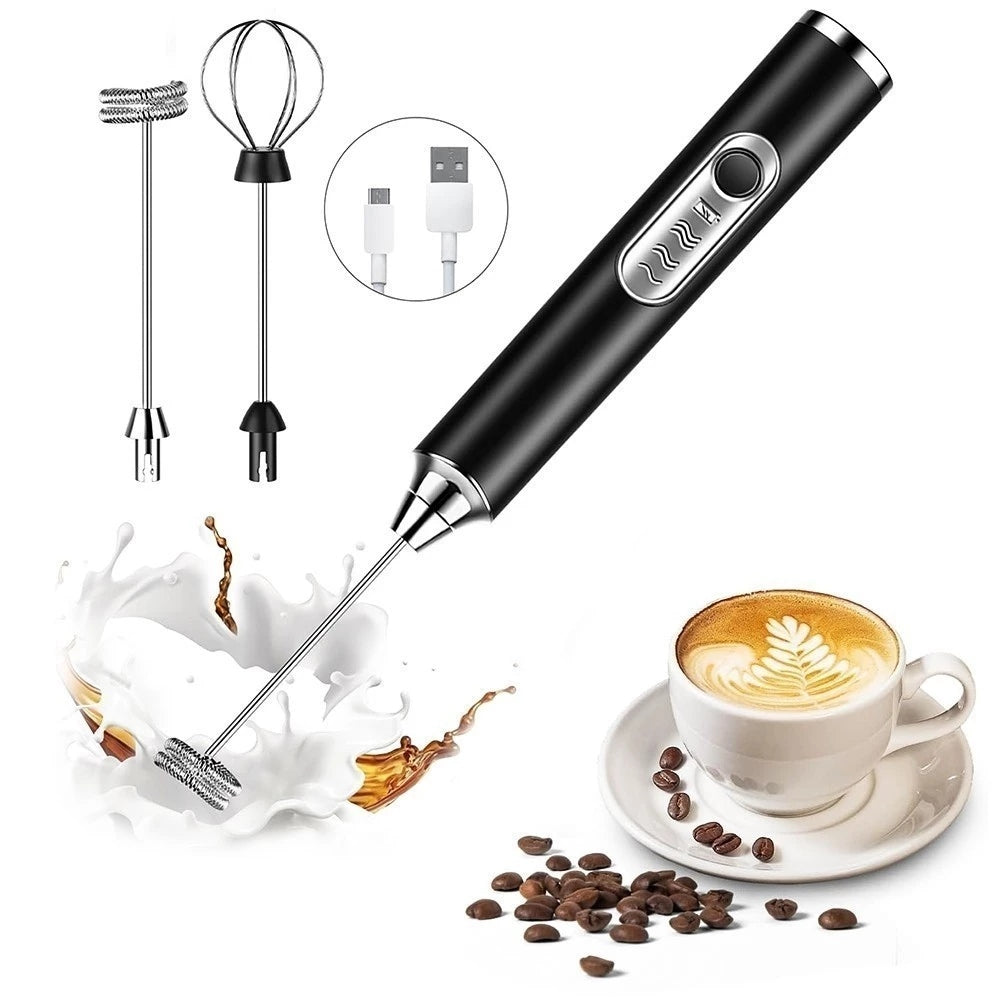 Batedor Elétrico Portátil 2 em 1 - Mixer Café Cremoso, Bebidas e Claras em Neve