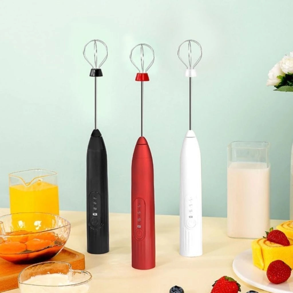 Batedor Elétrico Portátil 2 em 1 - Mixer Café Cremoso, Bebidas e Claras em Neve