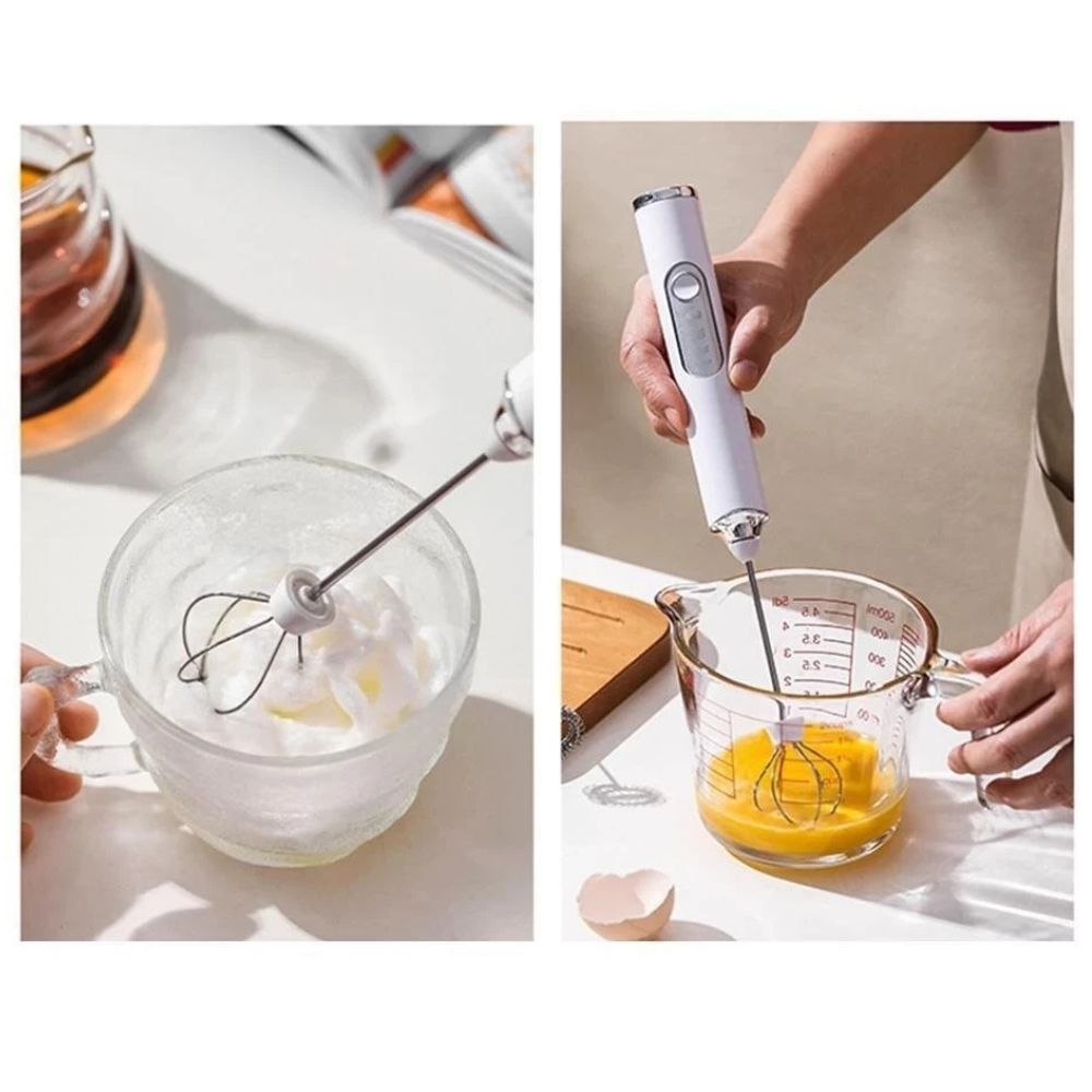 Batedor Elétrico Portátil 2 em 1 - Mixer Café Cremoso, Bebidas e Claras em Neve