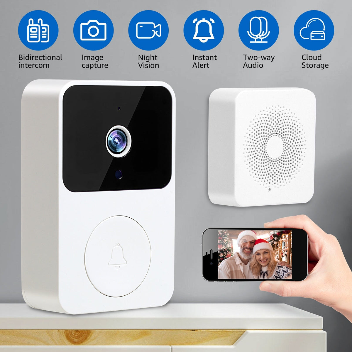 Campainha com Câmera Wi-Fi HD Sem Fio – Vídeo Porteiro Inteligente com App e Visão Noturna
