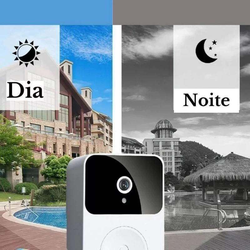 Campainha com Câmera Wi-Fi HD Sem Fio – Vídeo Porteiro Inteligente com App e Visão Noturna