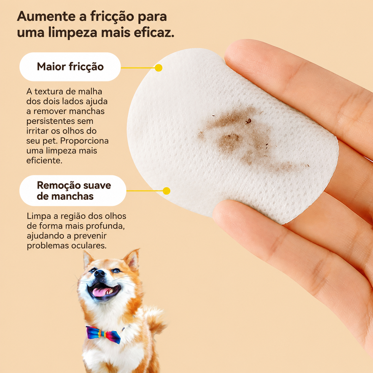 Lenços Umedecidos Para Limpeza De Olhos Pet Anti-Manchas Lacrimal Com Aloe Vera