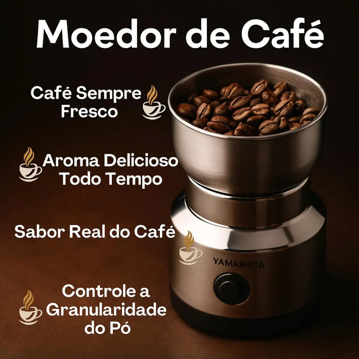 Moedor elétrico de café Premium - Café Fresco Moído na Hora, com Praticidade e Sabor Intenso