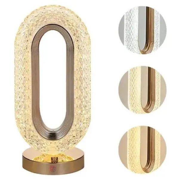Luminária Mesa LED Cristal Luxo 3 Tons Touch -