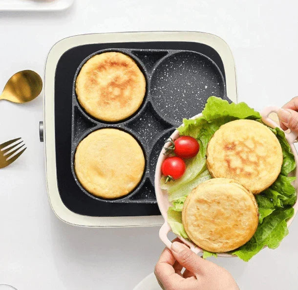 Frigideira Antiaderente 4 em 1 - Prepara Ovos, Panquecas e Café da Manhã com Mais Praticidade
