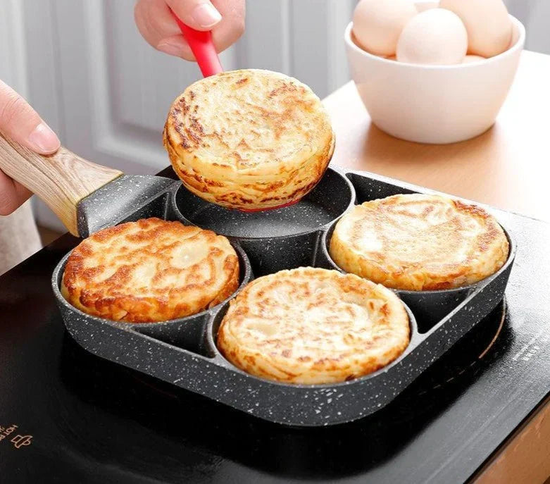 Frigideira Antiaderente 4 em 1 - Prepara Ovos, Panquecas e Café da Manhã com Mais Praticidade