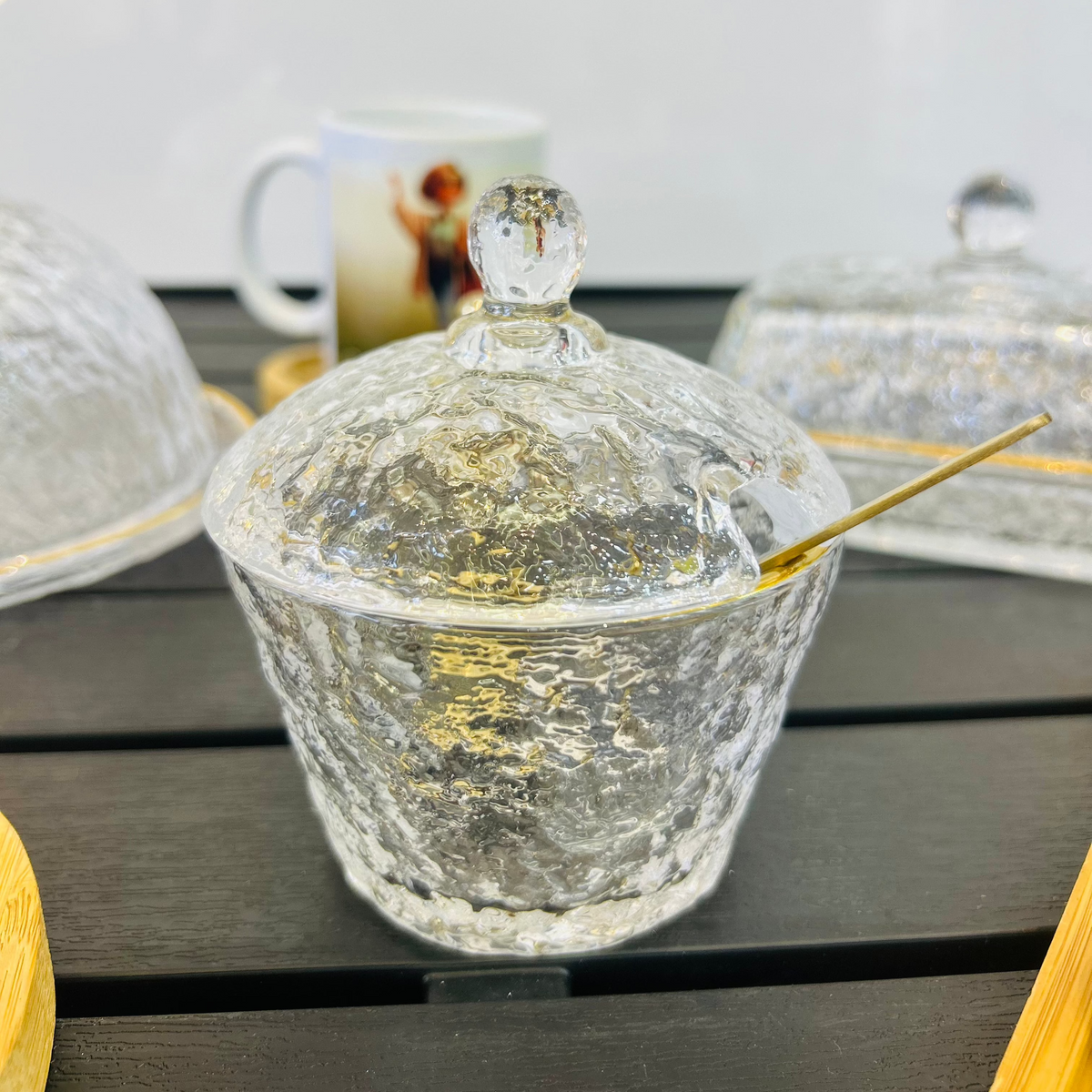 Conjunto de Queijeira + Manteigueira  + Açucareiro - Mesa Posta Lar Equipado
