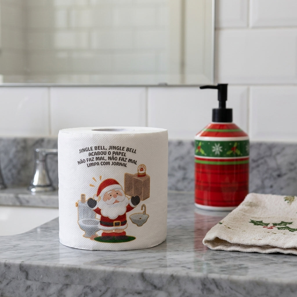 Kit Natalino Divertido: Papel Higiênico Decorado de Natal