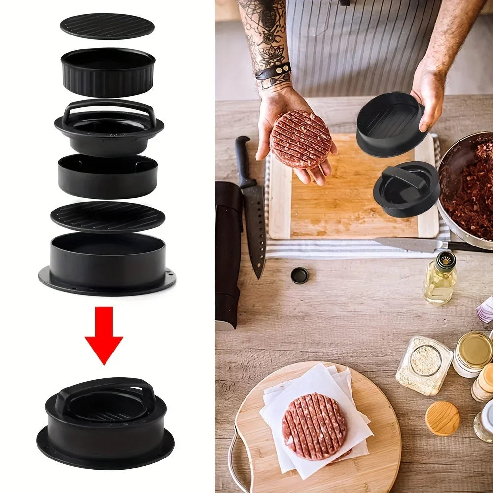 Molde 3 em 1 para Hambúrger Perfeito - Faça Burgers Profissionais em Casa