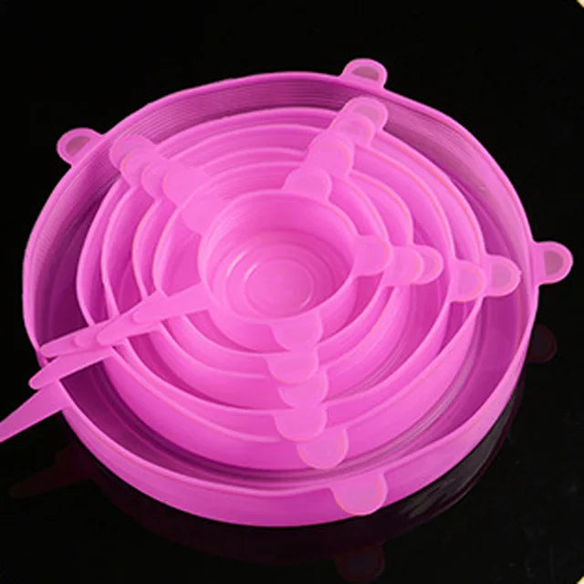 kit 6 Tampa de Silicone Elástica Ajustável e Pratica para Sua Cozinha!