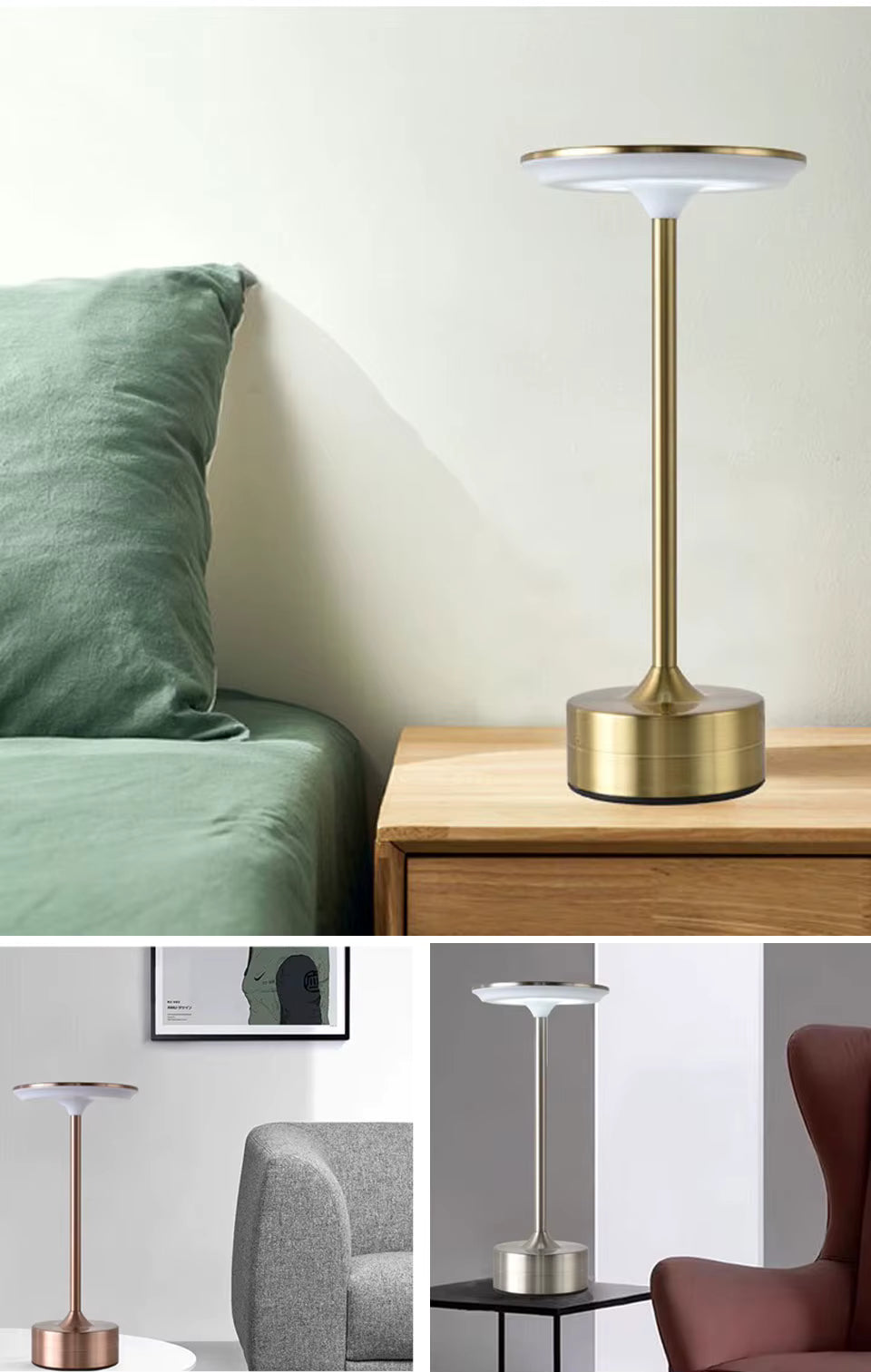 Luminária de Mesa Cristal Touch Recarregável