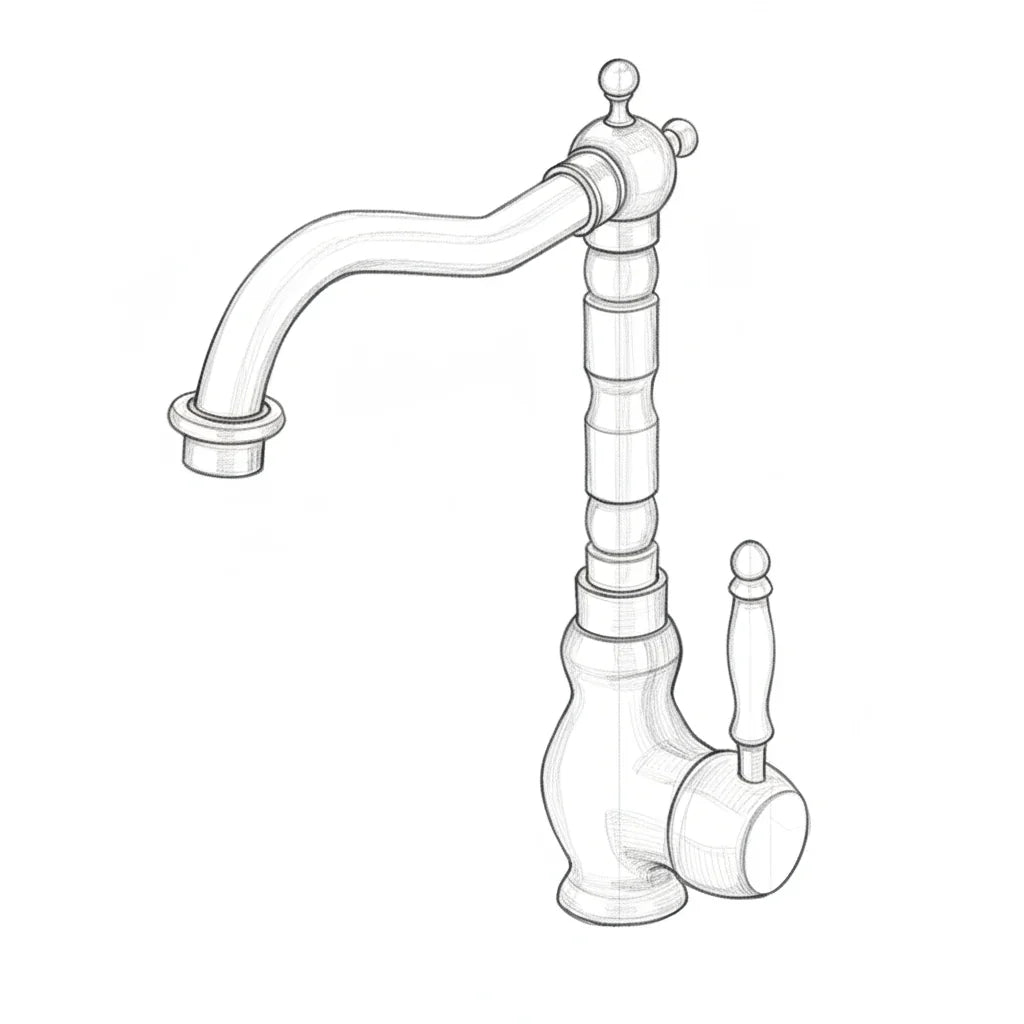 Torneira 360° Vintage de Bancada Bronze Clássico - Bica Giratória com Dupla Alavanca para Cozinha e Banheiro