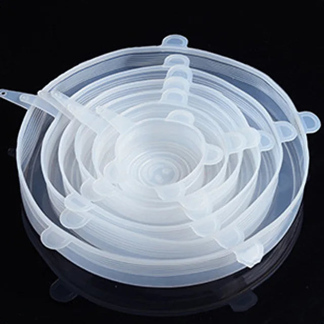kit 6 Tampa de Silicone Elástica Ajustável e Pratica para Sua Cozinha!