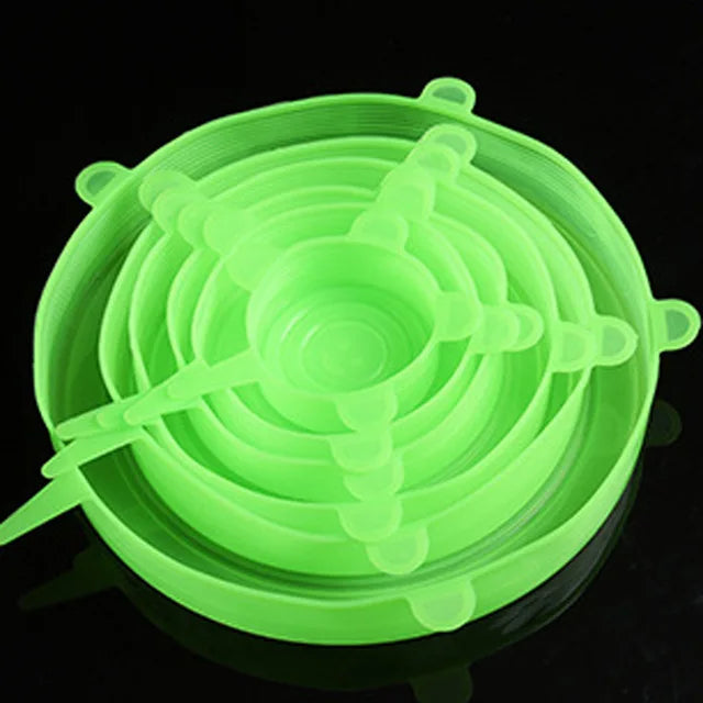 kit 6 Tampa de Silicone Elástica Ajustável e Pratica para Sua Cozinha!