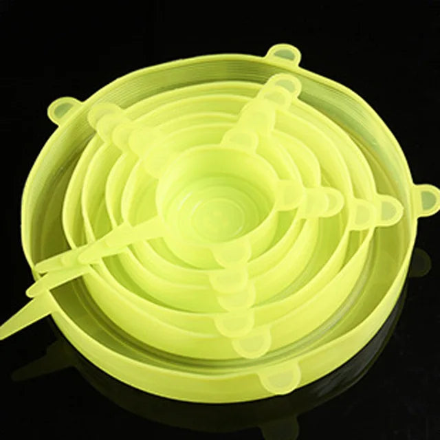 kit 6 Tampa de Silicone Elástica Ajustável e Pratica para Sua Cozinha!