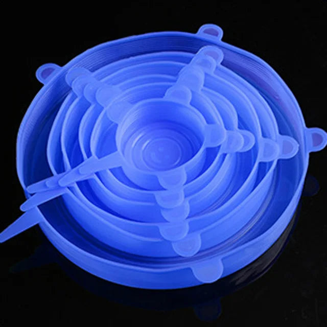 kit 6 Tampa de Silicone Elástica Ajustável e Pratica para Sua Cozinha!