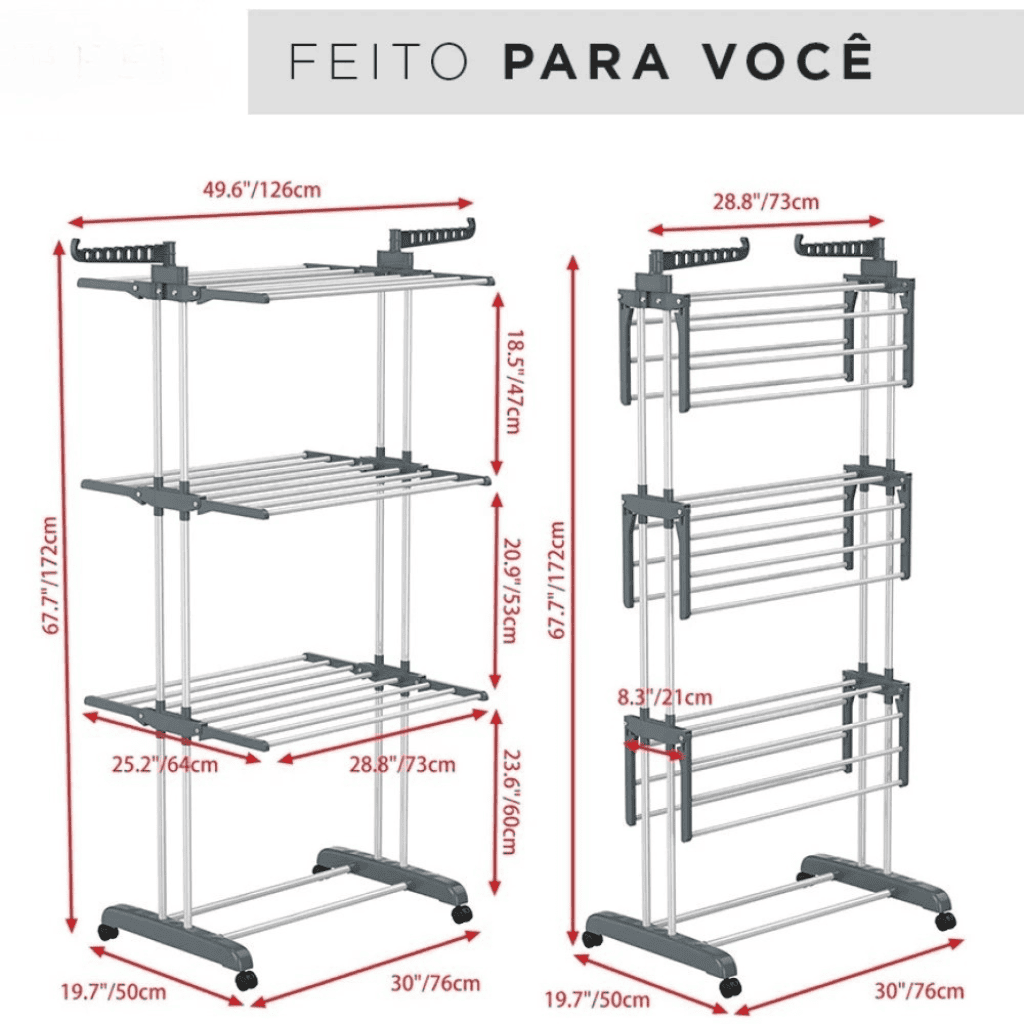 Varal 3 Andares | Organização Inteligente para Apartamentos