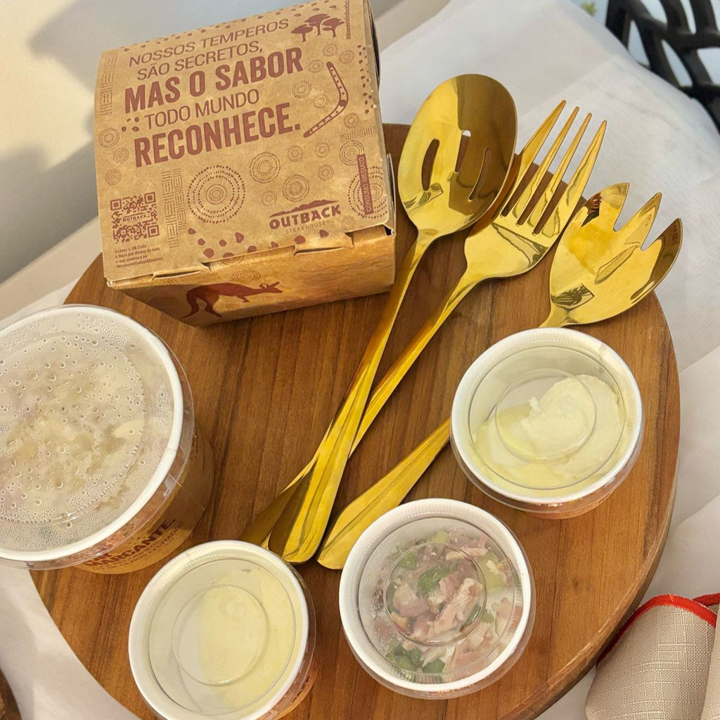 Kit de Servir Dourado de 6 Peças em Aço Inox Premium – Elegância e Sofisticação à Mesa