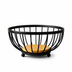 Fruteira de Mesa em Ferro e Bambu – Design Rústico Moderno para Cozinha