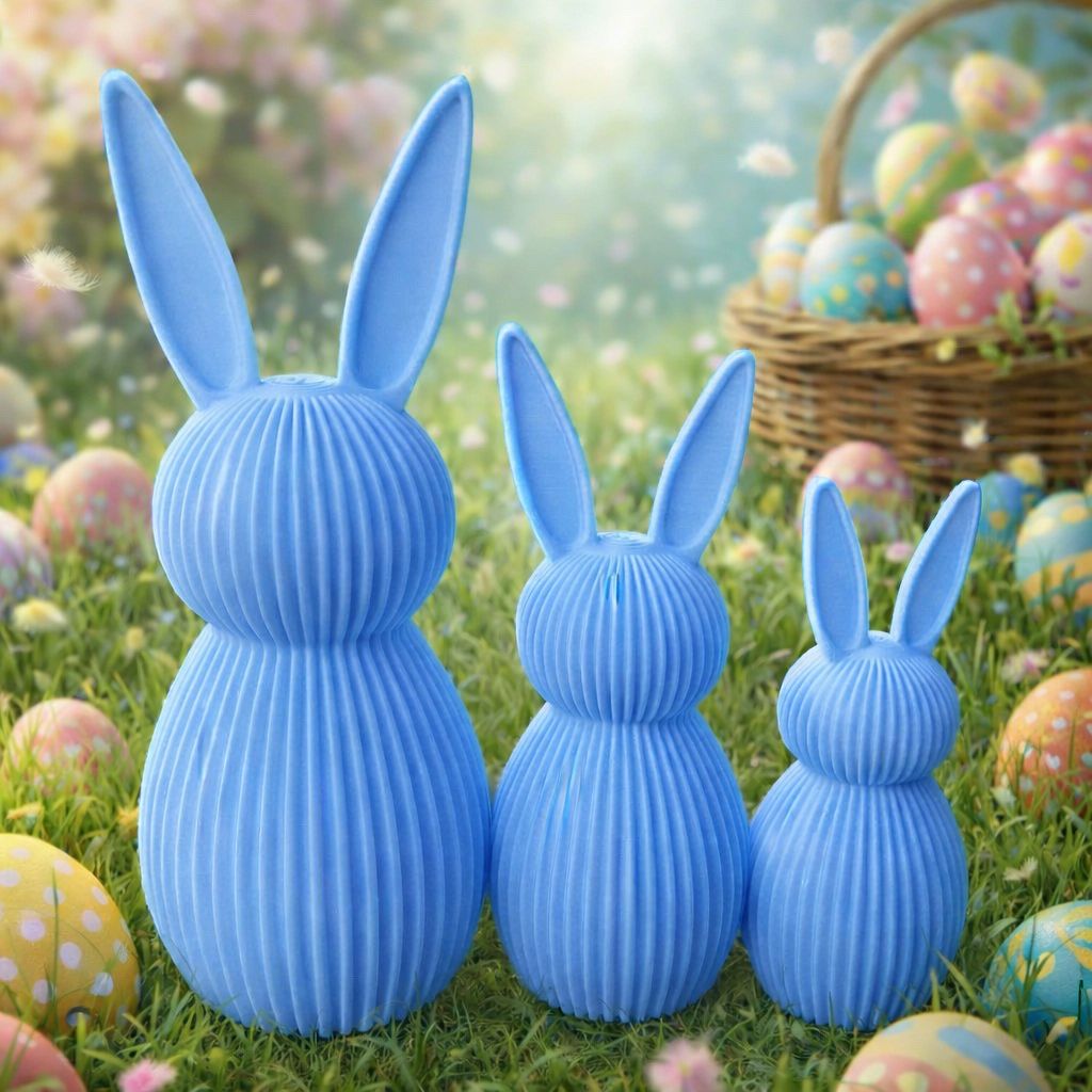 Kit 3 Coelhos Decorativos de Páscoa 3D - Decoração Moderna para Mesa Posta e Ambiente