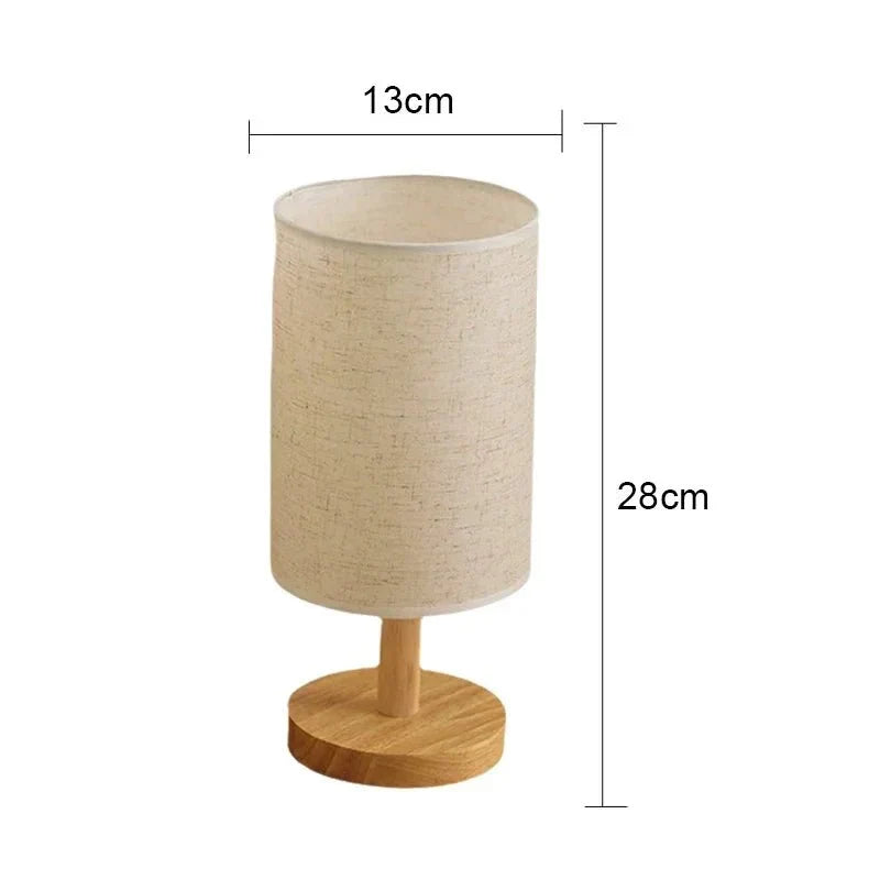 Abajur de Mesa LED com USB em Linho e Madeira