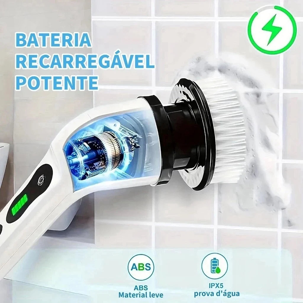 Escova Elétrica Recarregável 9 em 1 - Limpeza Profunda sem Esforço e sem Cansaço