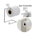 Suporte Duplo para Papel Higiênico de Caixa Acoplada - Cromado, Sem Furação