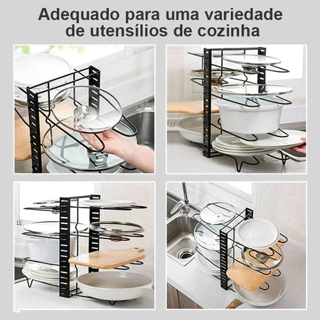 Organizador de Panelas Ajustável para Armário de Cozinha