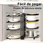 Organizador de Panelas Ajustável para Armário de Cozinha