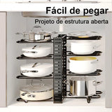 Organizador de Panelas Ajustável para Armário de Cozinha
