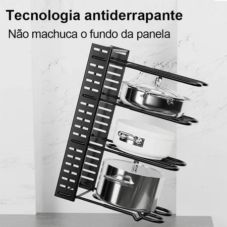 Organizador de Panelas Ajustável para Armário de Cozinha