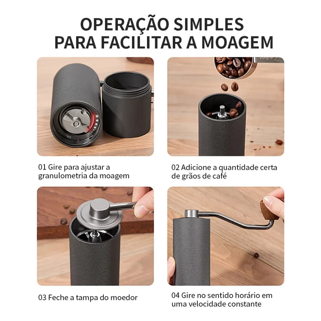 Moedor de Café Manual Premium em Inox