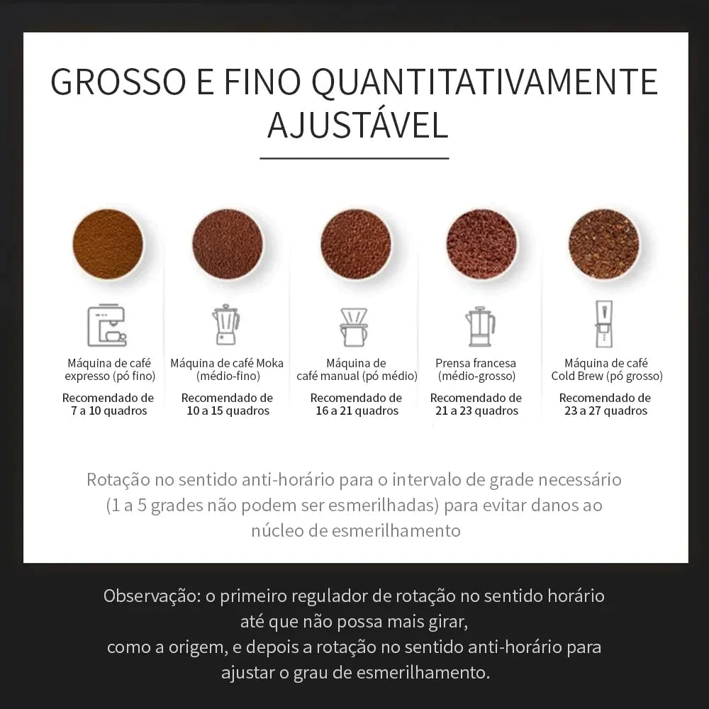 Moedor de Café Manual Premium em Inox