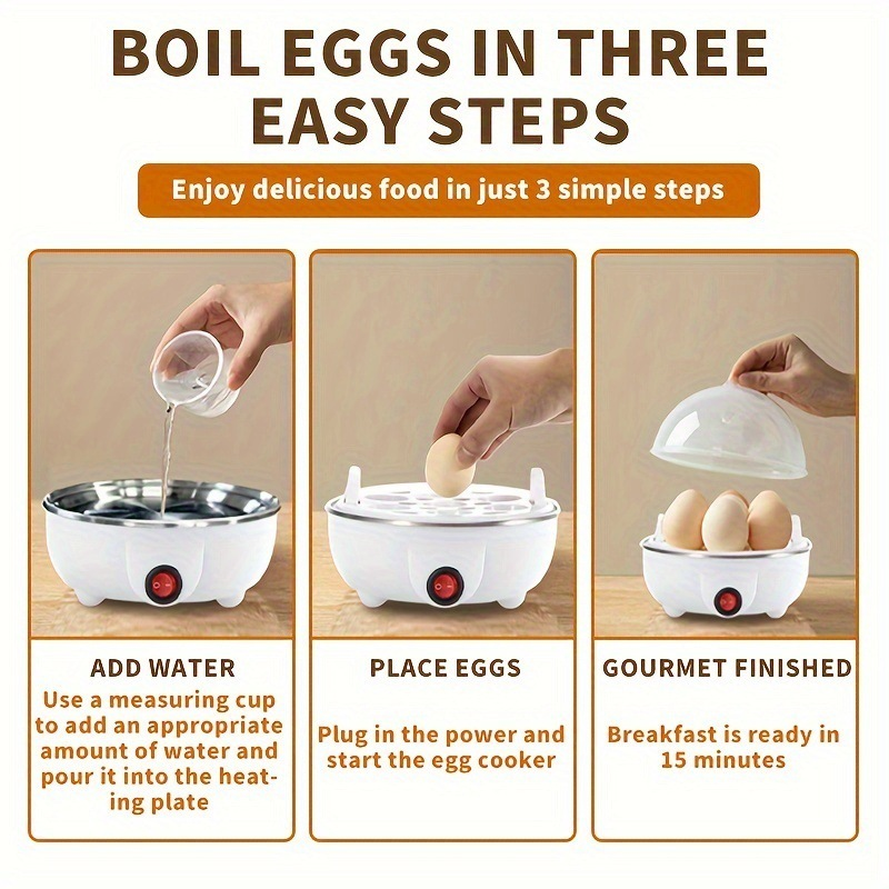 Cozedor Elétrico de Ovos Portátil, Portátil, Prático e Rápido