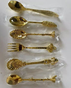 Kit 6 Colheres Vintage Luxo para Café e Sobremesa – Detalhes Esculpidos