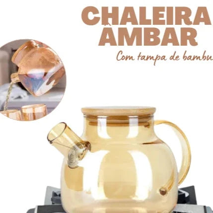 Chaleira de Vidro Âmbar com Infusor - Elegância e Sabor em Cada Chá