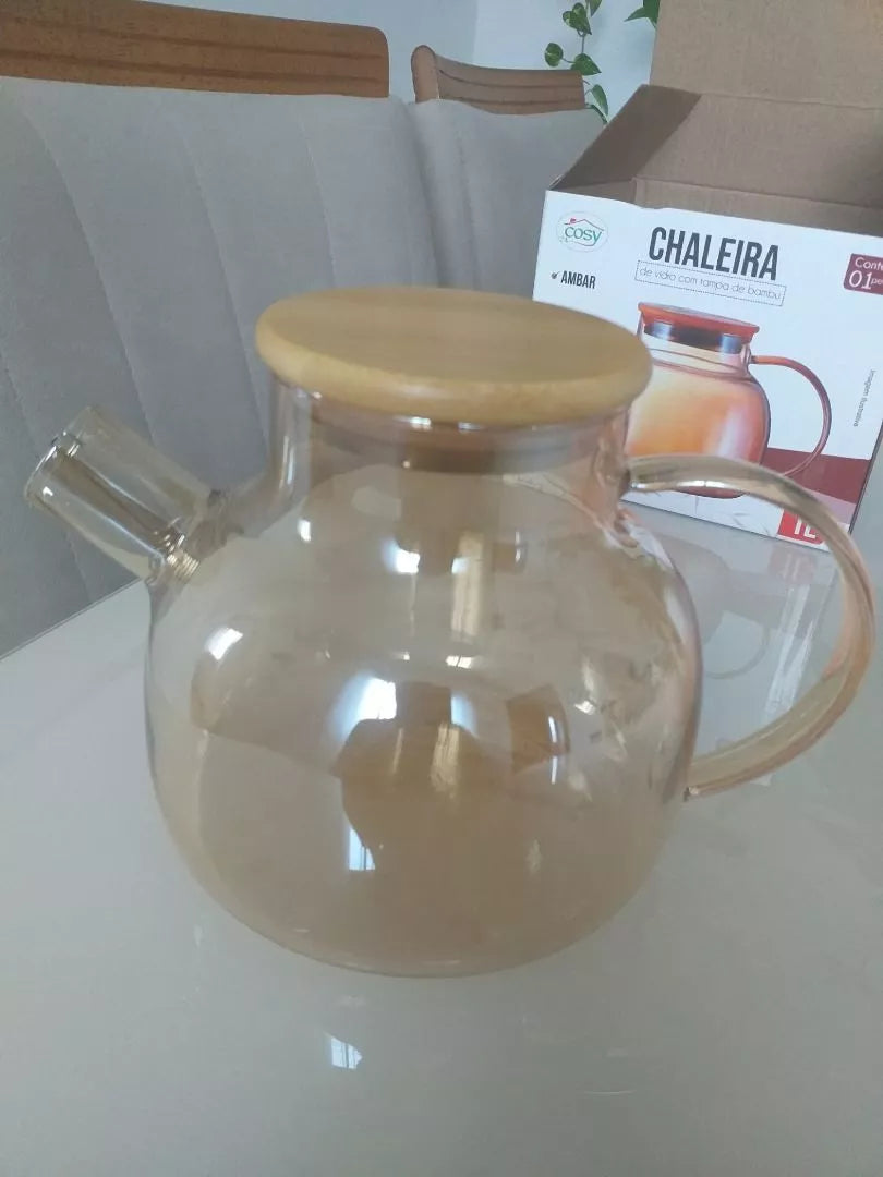 Chaleira de Vidro Âmbar com Infusor - Elegância e Sabor em Cada Chá