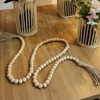 Colar de Mesa Decorativo com Cantos de Madeira Natural – Estilo Boho Chic