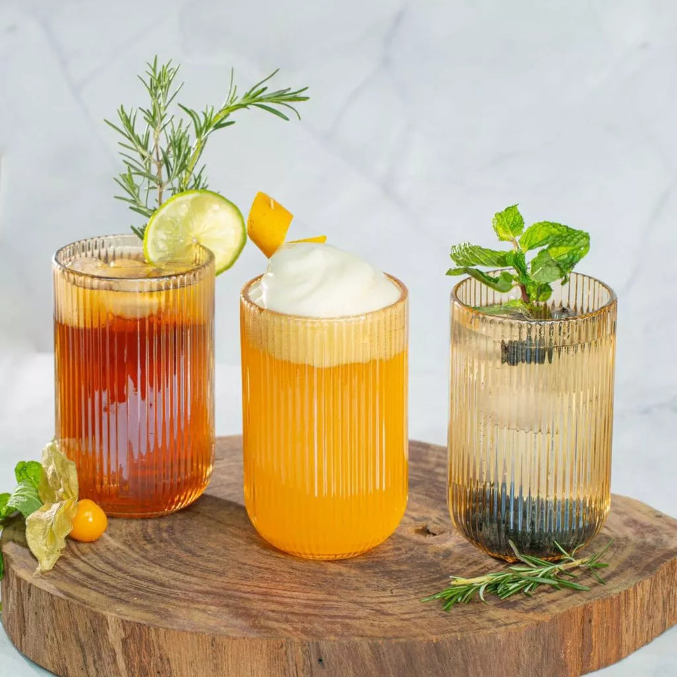 Conjunto de Copos Canelados  – Vidro Elegante para uma Mesa Posta  6 unid. 460ml