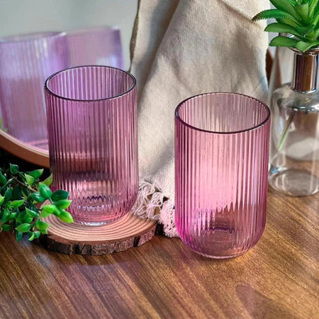 Conjunto de Copos Canelados  – Vidro Elegante para uma Mesa Posta  6 unid. 460ml