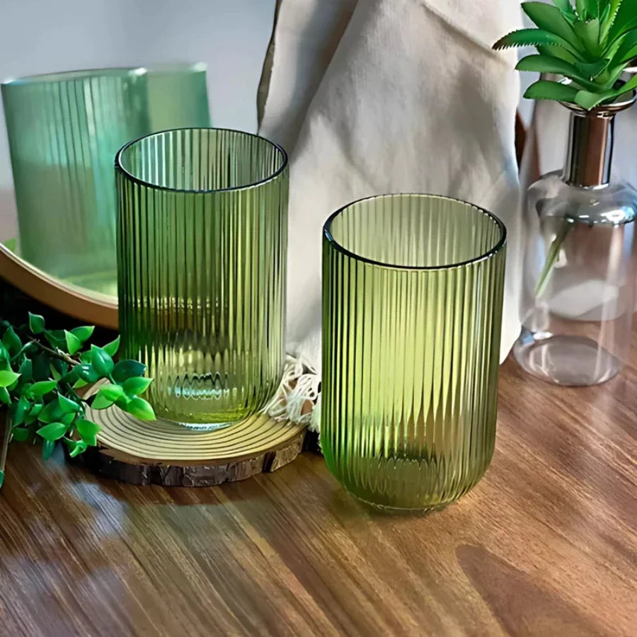 Conjunto de Copos Canelados  – Vidro Elegante para uma Mesa Posta  6 unid. 460ml