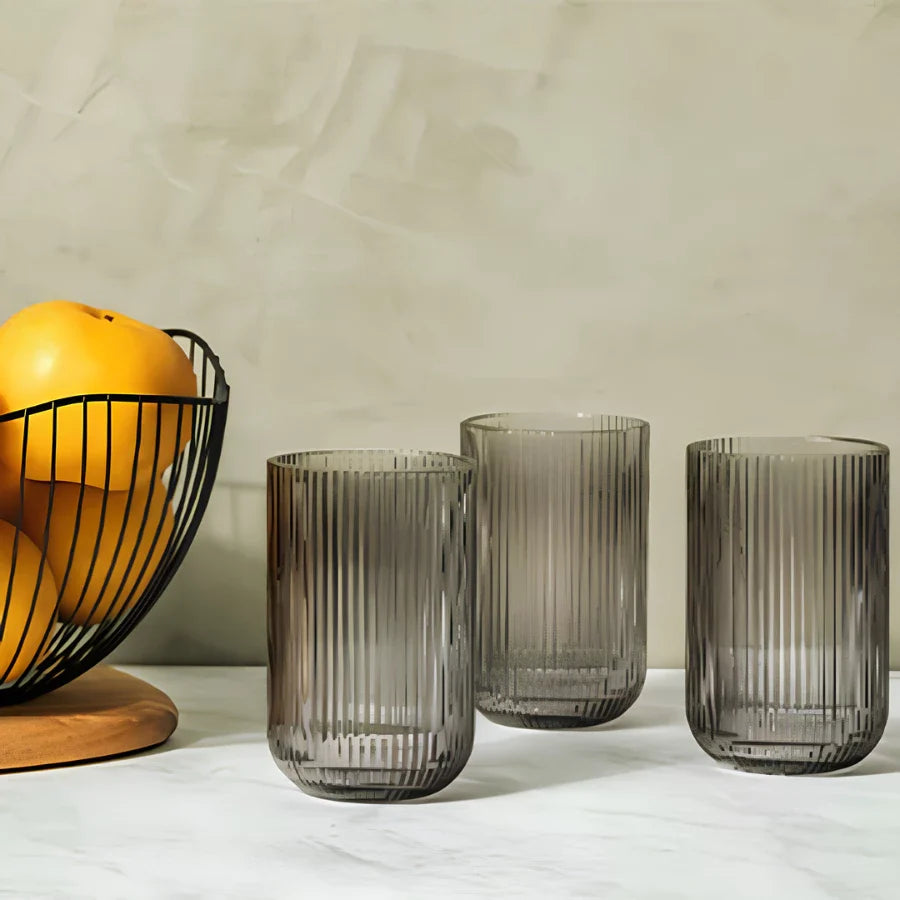 Conjunto de Copos Canelados  – Vidro Elegante para uma Mesa Posta  6 unid. 460ml